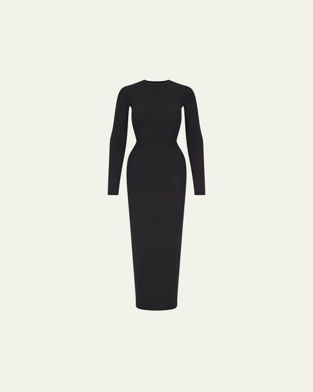 Fits Everybody Long-Sleeve Crewneck Maxi Dress